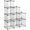 Étagère cube modulable DIY avec 9 compartiments en treillis métallique pour salon, chambre à coucher, noir-0