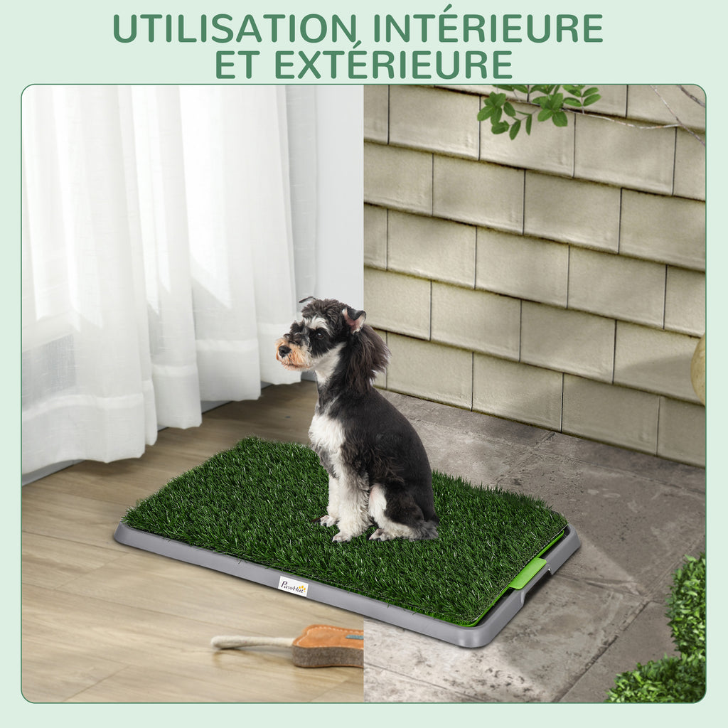 Toilette pour chien litière avec tapis en gazon artificiel bac pour l'apprentissage de la propreté,  67 x 41 cm-6