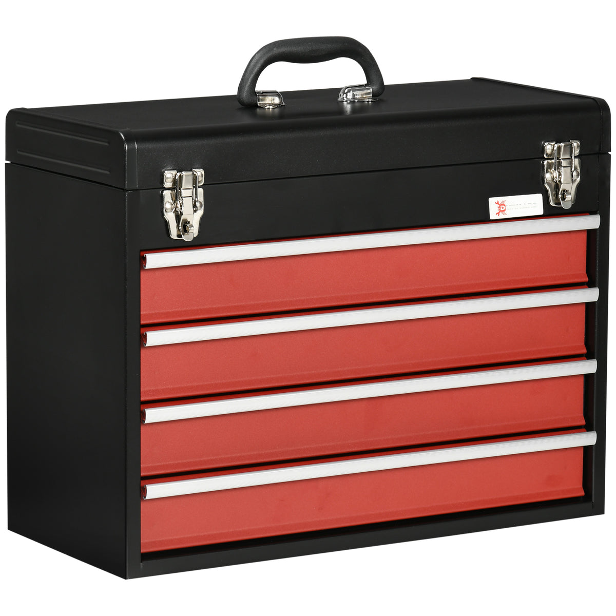 Boite à outils métallique coffret à outils caisse à outils 4 tiroirs + plateau tôle acier 51 x 22 x 39,5 cm noir-0