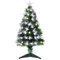 Sapin Noël Artificiel Lumineux 90H cm Fibre Optique LED + 14 Ampoules + Support Pied 90 Sommet Brillante Vert-0