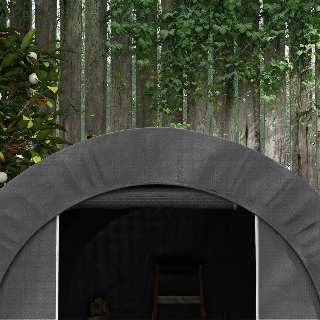 Abri de jardin tente de rangement extérieur abri de vélo garage pour vélo bâche en PE métal 2,4 x 1,8 x 1,9 m gris foncé-7