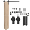 122 CM Quincaillerie de porte coulissante pliante kit de rails de porte de grange coulissante en acier pour 2 portes-0