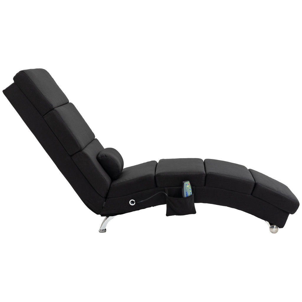 Fauteuil relax chaise longue de relaxation ergonomique, massant et chauffant avec télécommande 56 x 168 x 84 cm noir-6