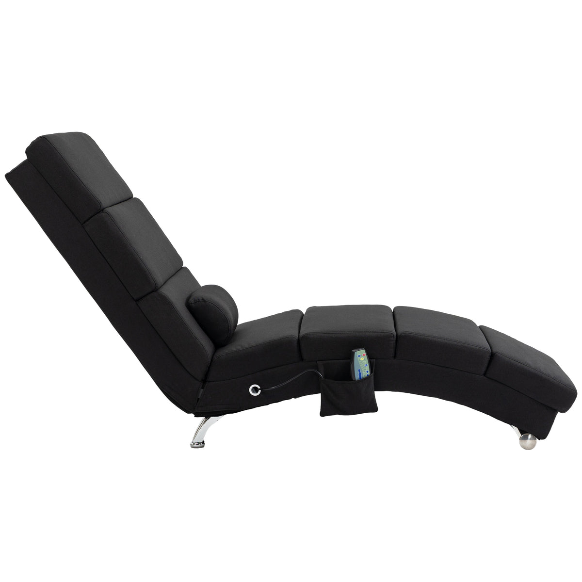 Fauteuil relax chaise longue de relaxation ergonomique, massant et chauffant avec télécommande 56 x 168 x 84 cm noir-6