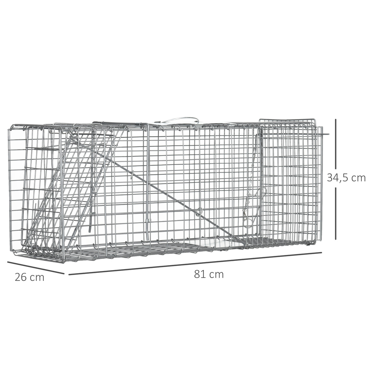 Piège cage de capture pliante pour petits animaux type rats et souris - 2 portes poignée 81 x 26 x 34,5 cm acier gris-2