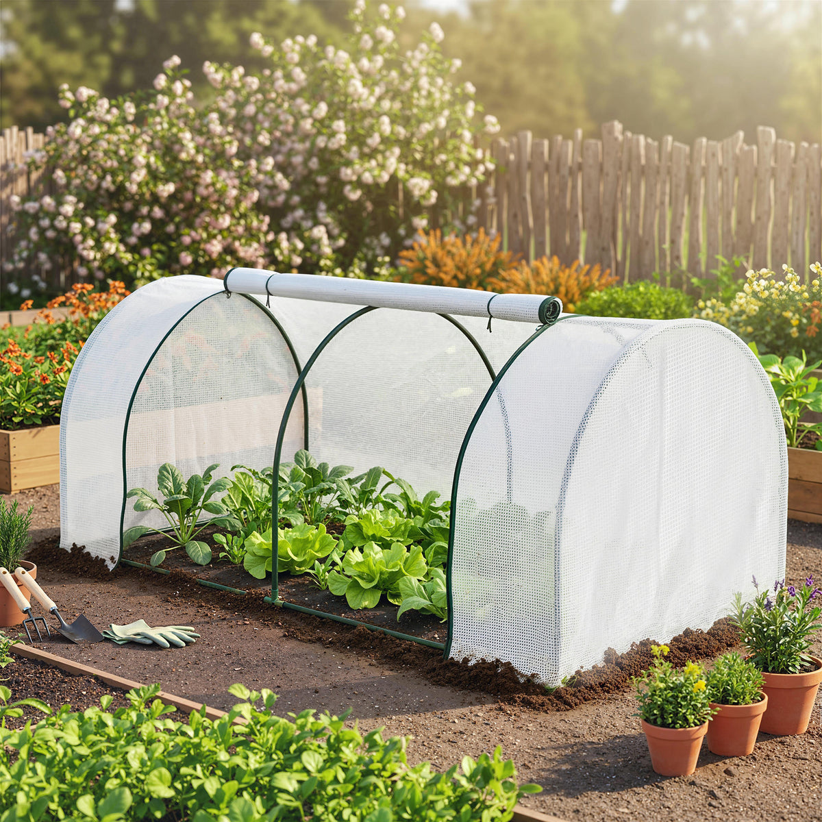 Serre de jardin mini serre serre à tomates 2 x 1 x 0,8 m porte zippée bâche PE acier blanc-1