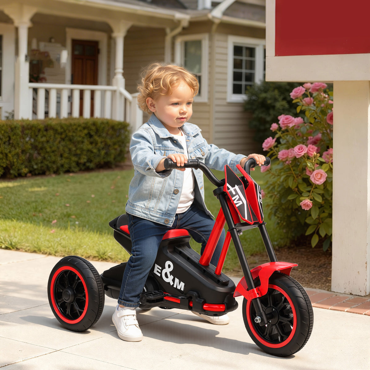 Tricycle pour enfants, vélo d'équilibre 3 roues avec pédale pour 18 à 36 mois, pour intérieur et extérieur, rouge-1