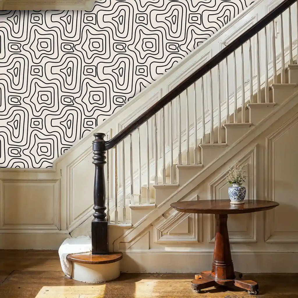 Papier peint abstrait noir et beige
