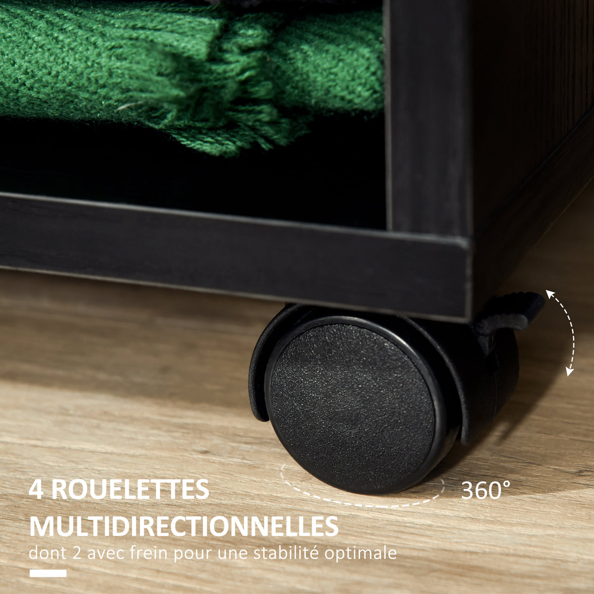 Armoire penderie étagère 2 niches 4 roulettes pivotantes dim. 60L x 40l x 128H cm Noir-4