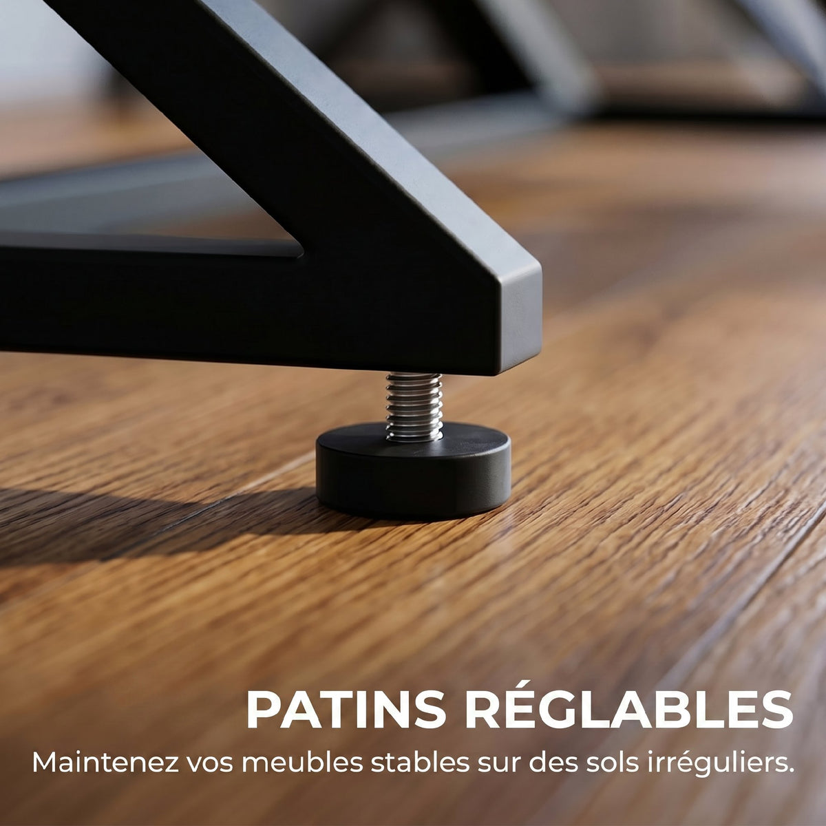 Pieds de table en acier, 60 x 43 cm, lot de 2 pieds de bureau en forme X avec patins réglables et vis, noir-4