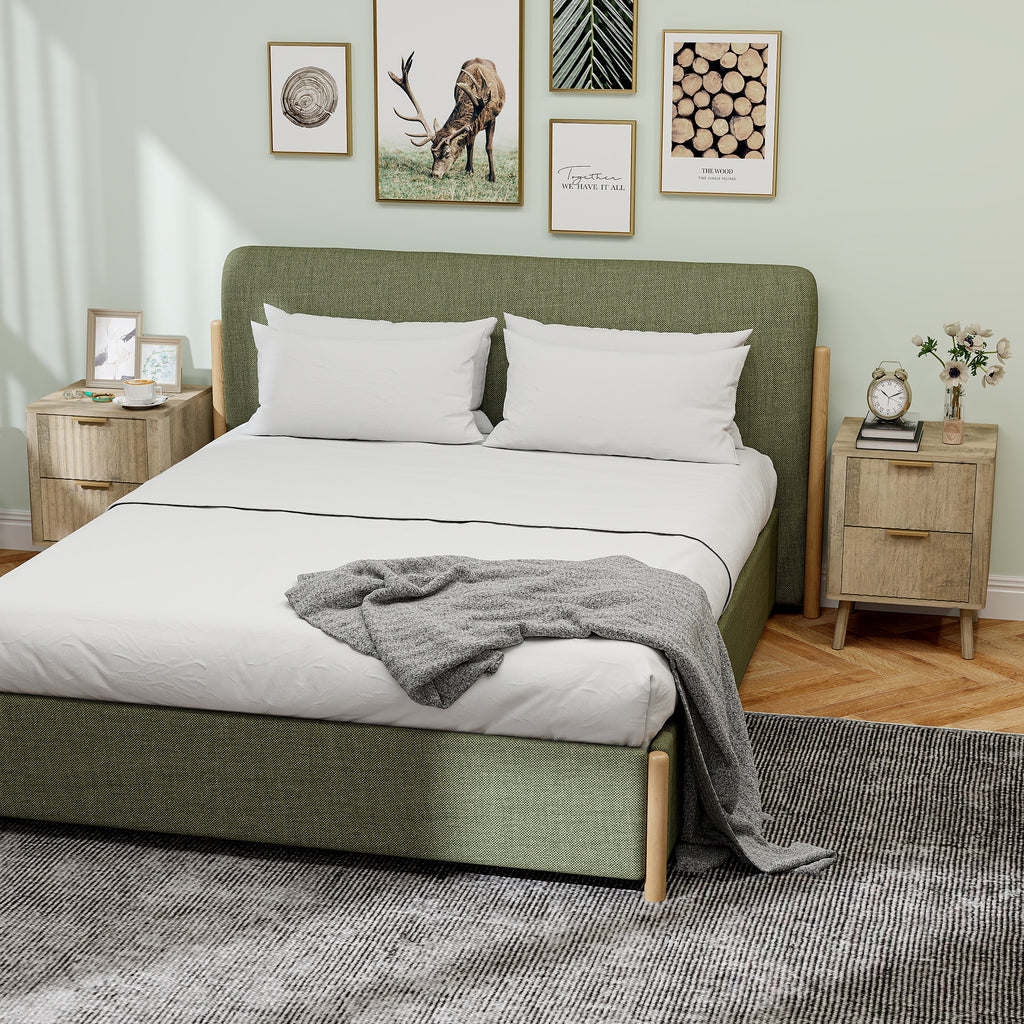Lot de 2 tables de chevet avec 2 tiroirs cannelés pour chambre à coucher, salon, 40 x 40 x 53 cm, chêne-6