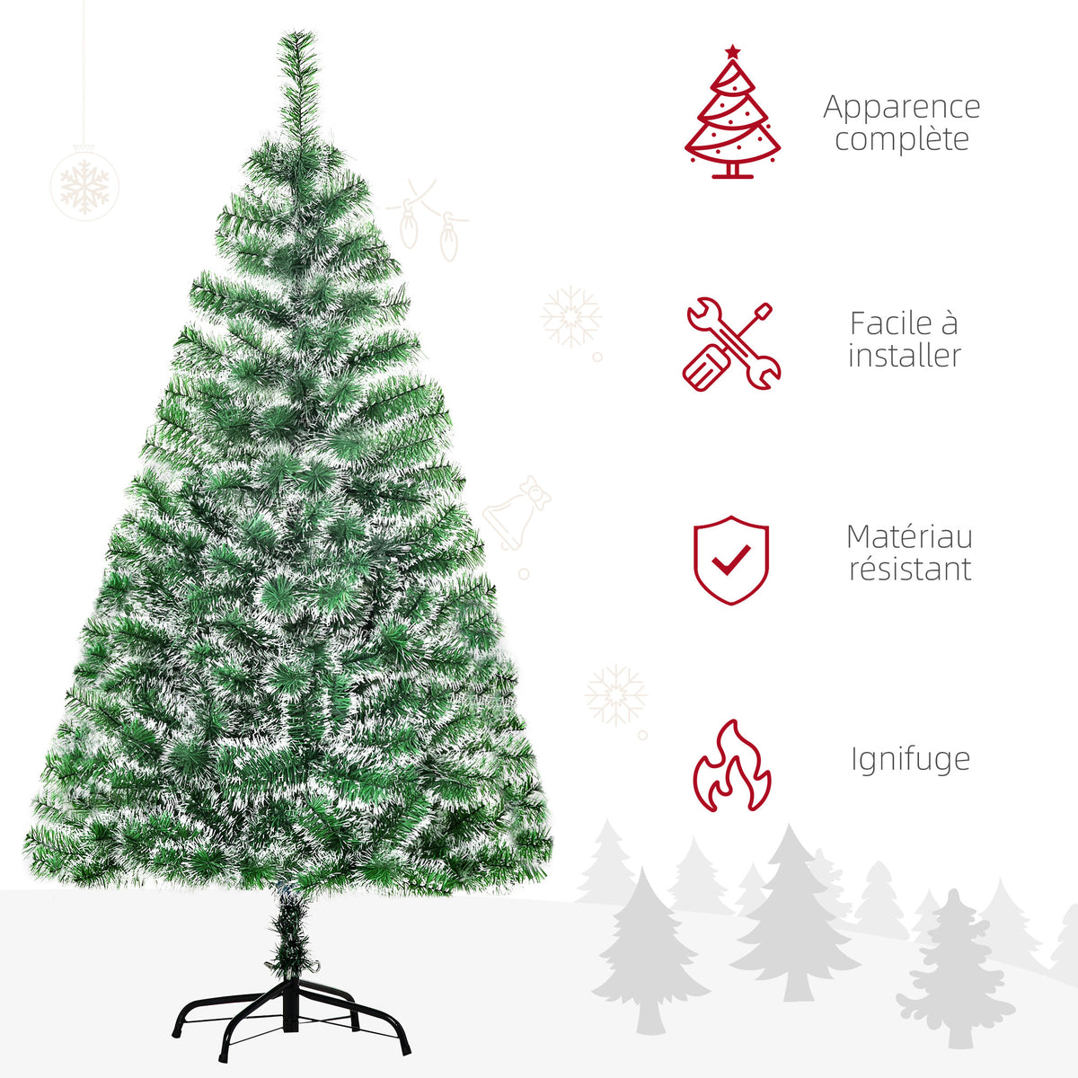 Arbre de Noël artificiel scène de neige Ø 75 x 150H cm 416 Réplique d'une branche d'épine Nordmann Grand Réalisme-3