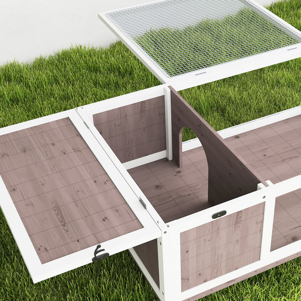 Maison enclos cage habitat pour petit animal tortues avec 2 espaces 91 x 60,5 x 32 cm bois massif marron clair-8