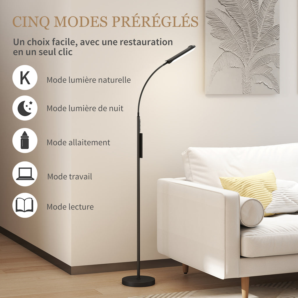 Lampadaire sur pied de salon avec télécommande, contrôle tactile, température couleur et luminosité réglables, noir-3