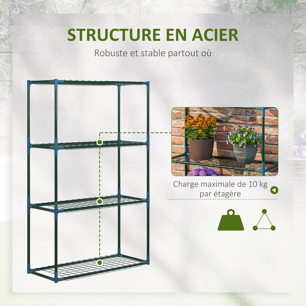 Lot de 2 Étagères à Fleurs en acier 4 Niveaux Intérieur et Extérieur, support de plantes 70 x 27 x 110 cm, vert-5