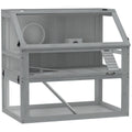 Cage Hamster Rongeur à 3 Niveaux, Base Amovible Profonde, Cabane, Balançoire, 80x50x76cm Gris Clair-0