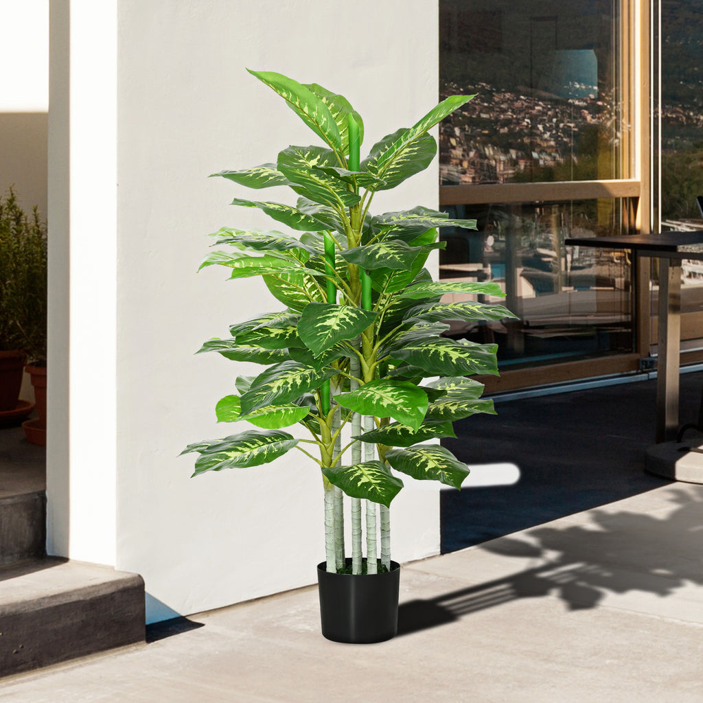 Plante artificielle calathea hauteur 120 cm pot ciment 53 feuilles - intérieur-6