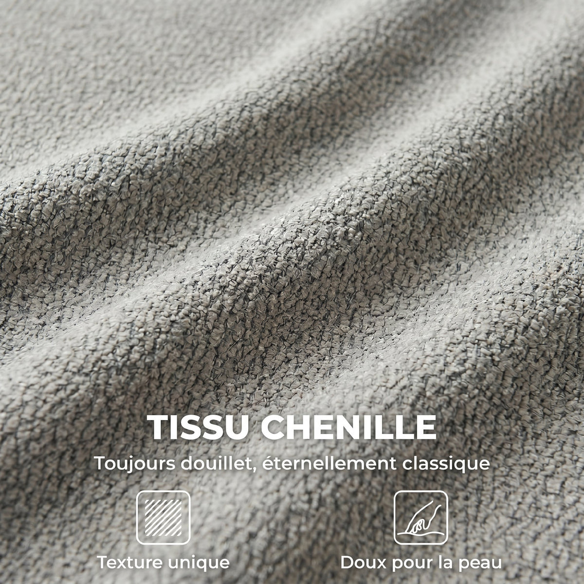 Chaise Bureau Ergonomique, Fauteuil de Bureau en Chenille avec Hauteur Réglable, Dossier Incurvé, Gris-3