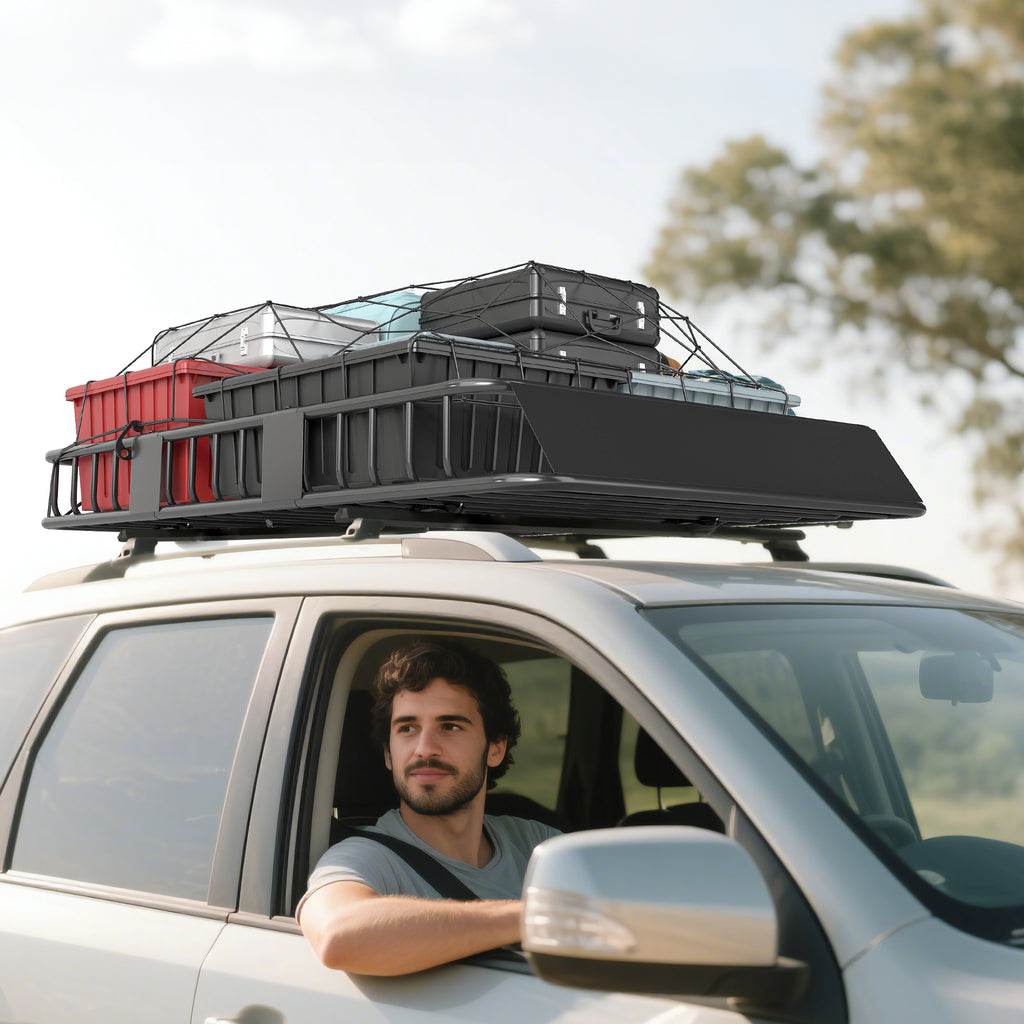 Porte-bagages Galerie de toit pour voiture en métal réglable en longueur de 109 à 162L cm Charge max 100kg-1