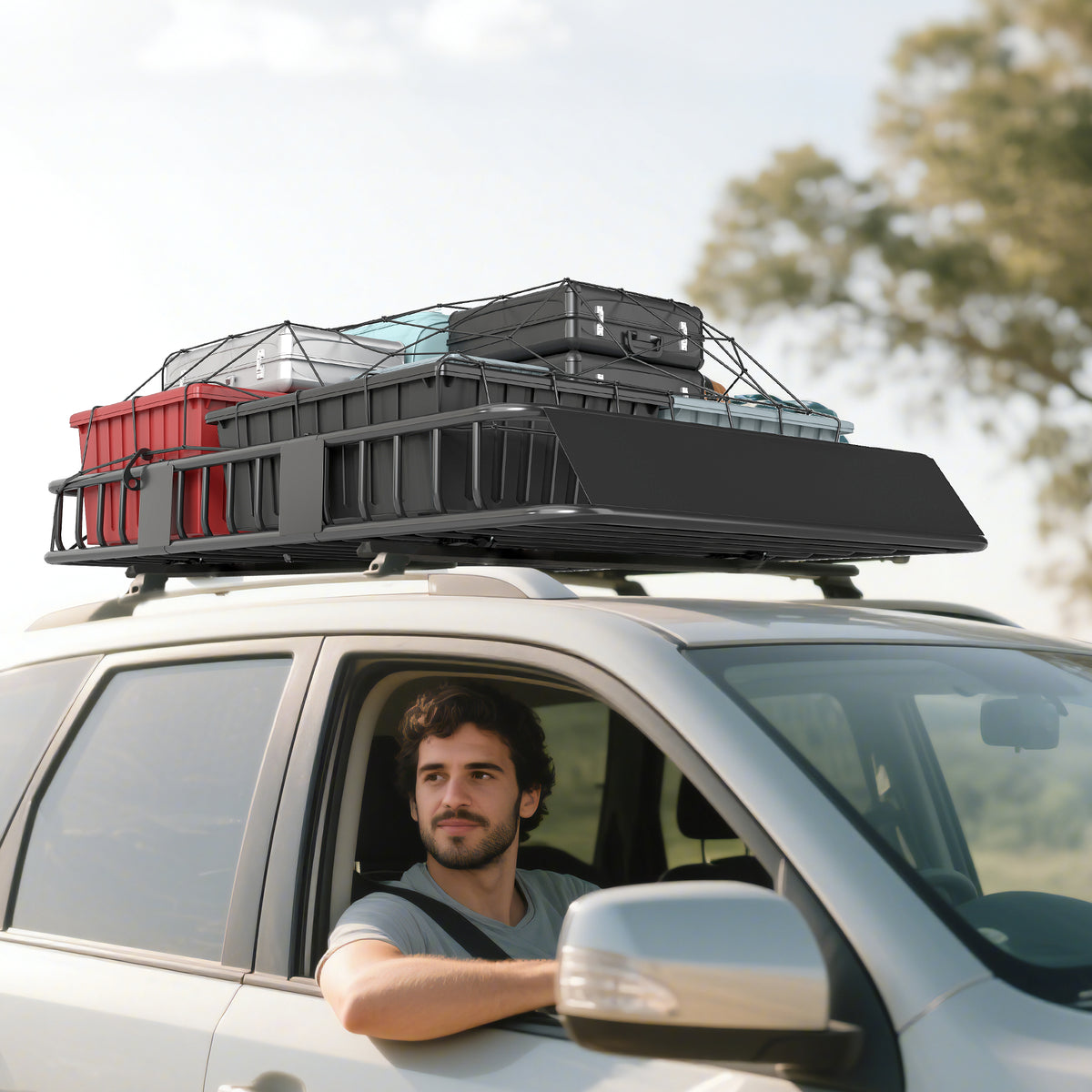 Porte-bagages Galerie de toit pour voiture en métal réglable en longueur de 109 à 162L cm Charge max 100kg-1