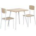 Ensemble table à manger carrée 3 pièces avec 2 chaises cuisine salle à manger plateau MDF châssis métal blanc-0