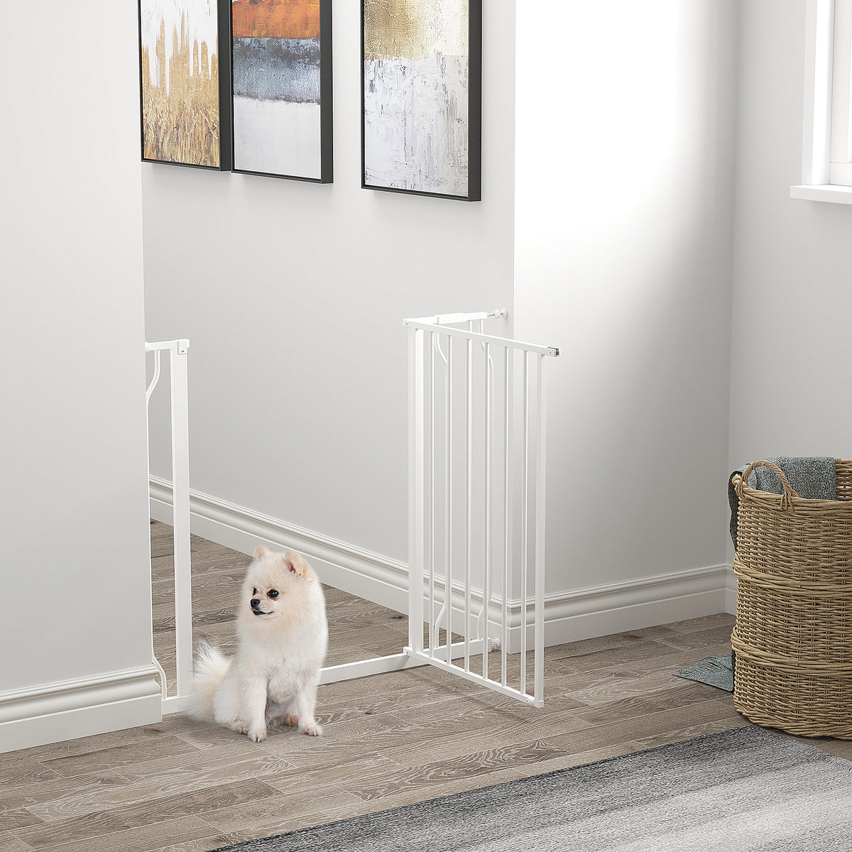 Lot de 2 barrières de sécurité pour animal longueur réglable escaliers couloirs portes sans perçage en acier ABS-1