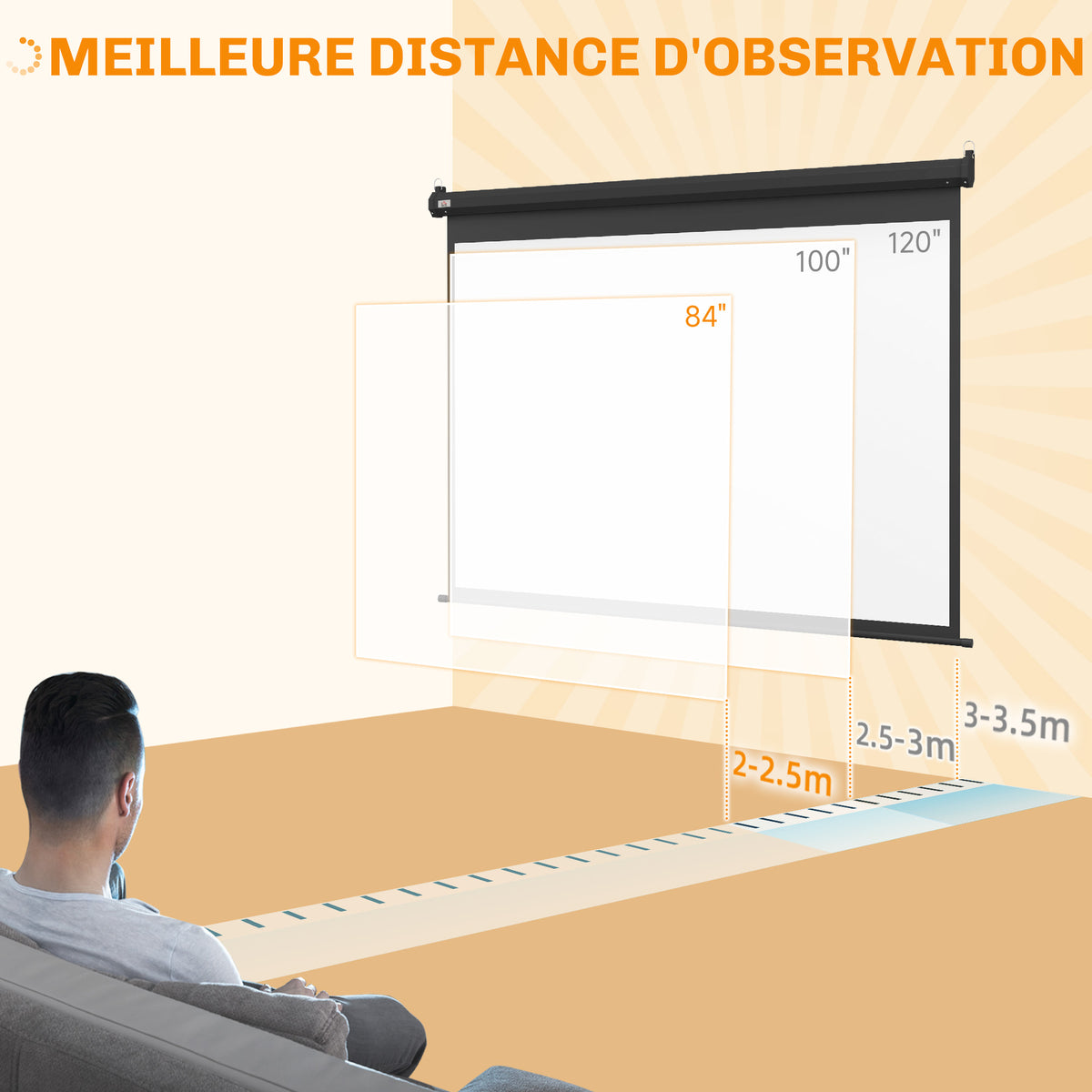 Écran vidéoprojecteur motorisé et électrique 84 Pouces, 4:3 4K HD, panneau de commande et télécommande-6