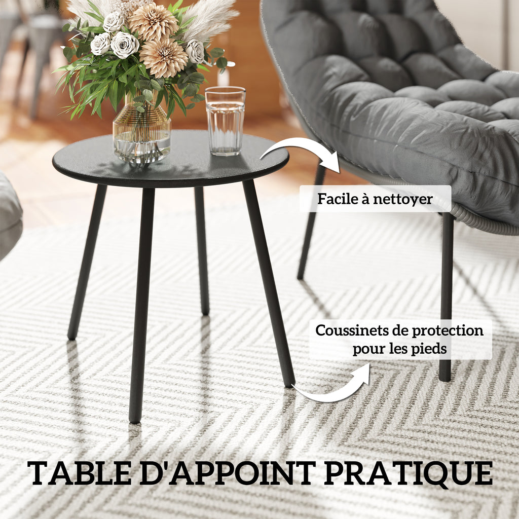Salon de Jardin extérieur en résine tressée 2 personnes ensemble de meubles de jardin coussins de 15 cm d'épaisseur gris-6