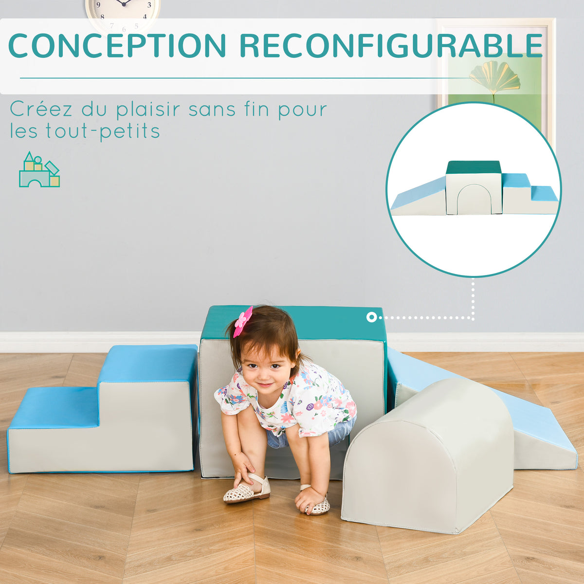 4PCS Module motricité bébé parcours motricité bébé en mousse EPE pour enfants d'âge préscolaire, multicolore-6