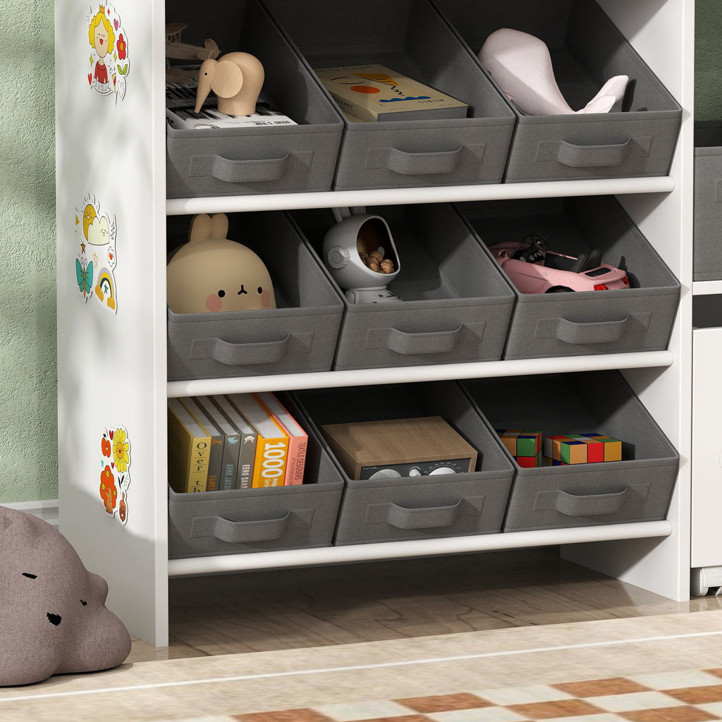 Étagère à jouets pour enfants étagère à livres 11 bacs de rangements en tissu non tissé 105 x 30 x 80 cm blanc-7