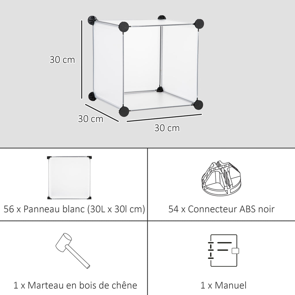Meuble de rangement modulable, 16 cubes, meuble à chaussures, vêtements, livres, jouets, blanc-5