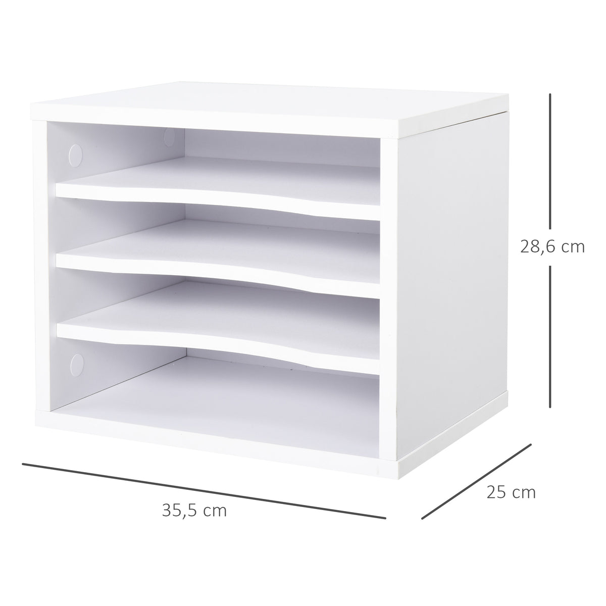 Organiseur bureau bois blanc avec 4 couches fournitures support d'imprimante dim. 35,5L x 25l x 28,6H cm-2