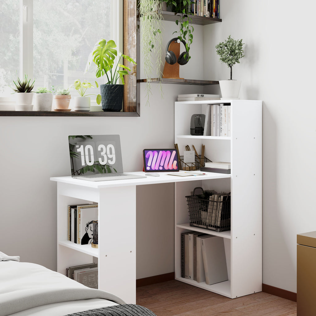 Bureau informatique, bureau avec rangement, 6 compartments ouverts, table d'ordinateur pour chambre, studio, 120-1