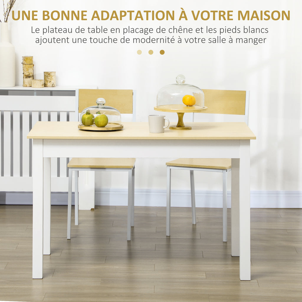Table de salle à manger design moderne bicolore avec grand plateau 4-6 personnes en bois dim. 119L x 70l x 75H cm-3
