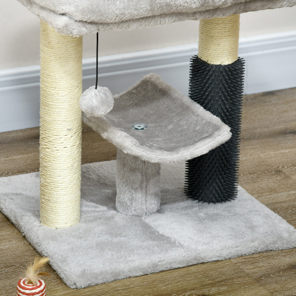 Petit arbre à chat arbre à grimper tour de jeux hauteur 48 cm poteau en sisal gris avec balle suspendue gris-7