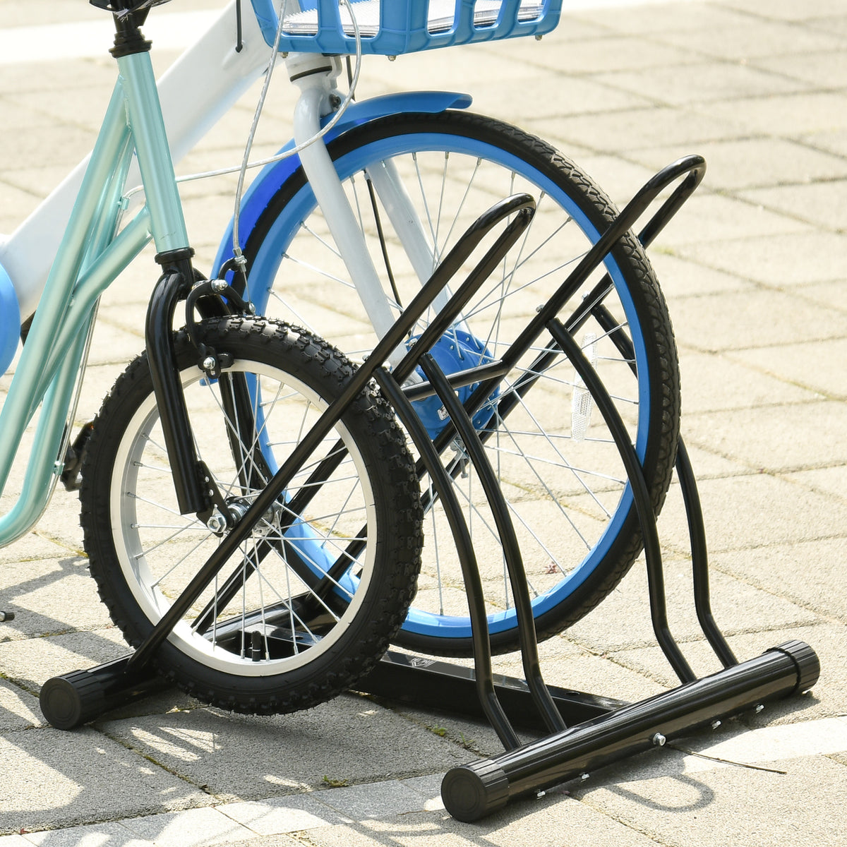 Râtelier 2 vélos modulable dim. 54L x 60l x 57H cm acier époxy noir-6