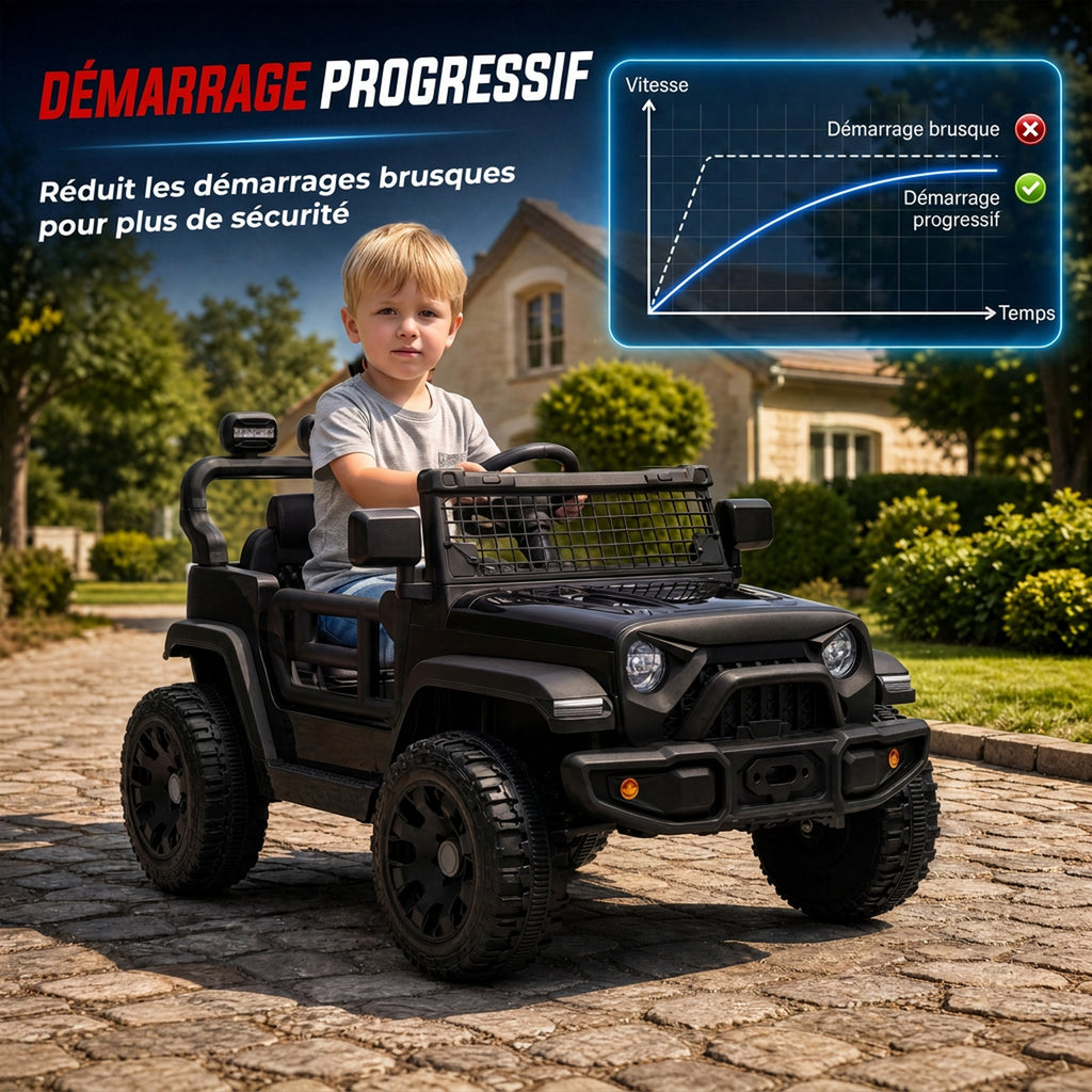 Voiture Électrique Enfants 12V, Buggy Électrique Enfants, 2-4 km/h, 2 Moteurs, Télécommande, Batterie Lithium, Noir-6