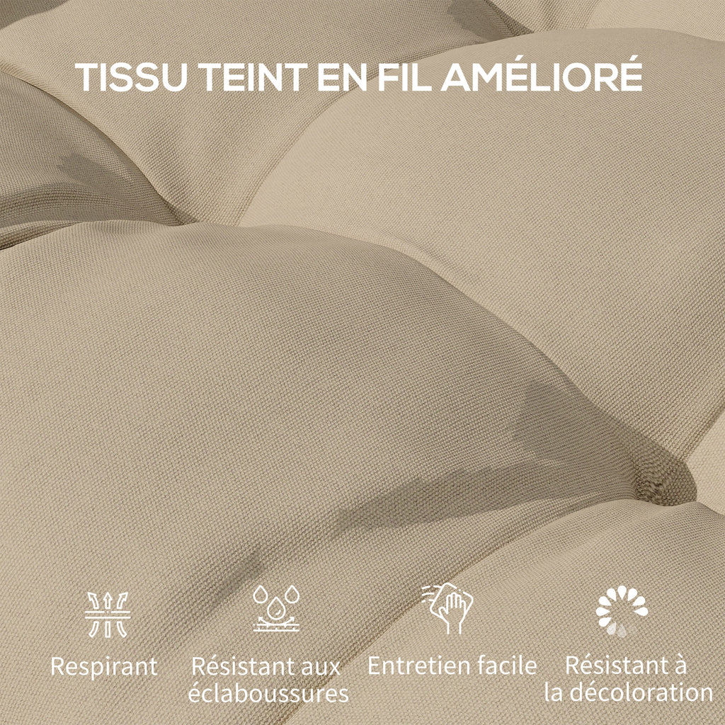 Lot de 4 coussins de chaise de jardin, coussins extérieurs capitonné, rembourrage 10 cm avec attaches, 48 x 48 cm kaki-3