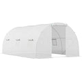 Serre de jardin tunnel 13,5 m² 6 fenêtres, porte zippée enroulable châssis acier galvanisé, bâche PE 4,5 x 3 x 2 m blanc-0