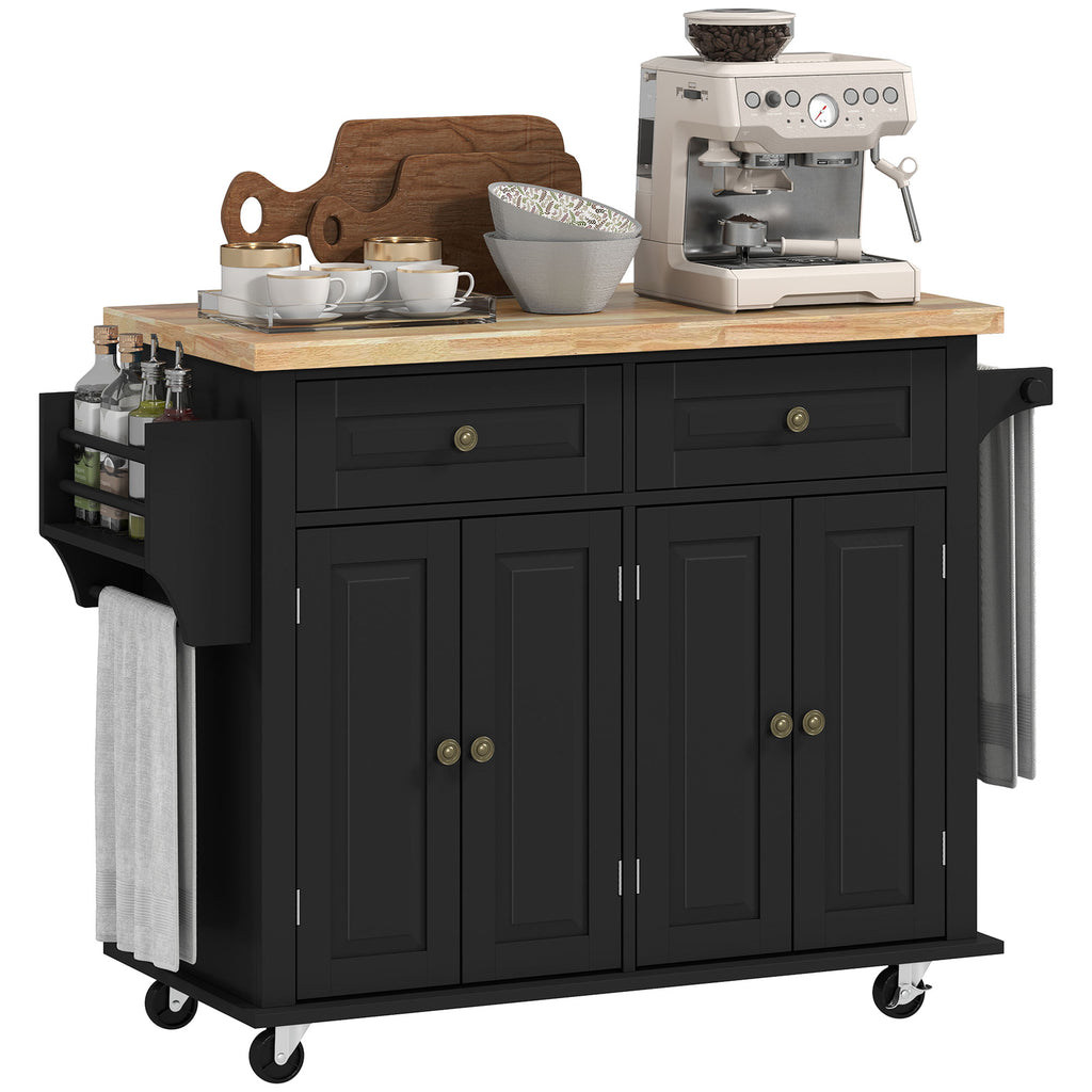 Desserte ilôt de cuisine multi rangements 2 tiroirs 2 placard 2 portes avec étagère range-bouteille-0