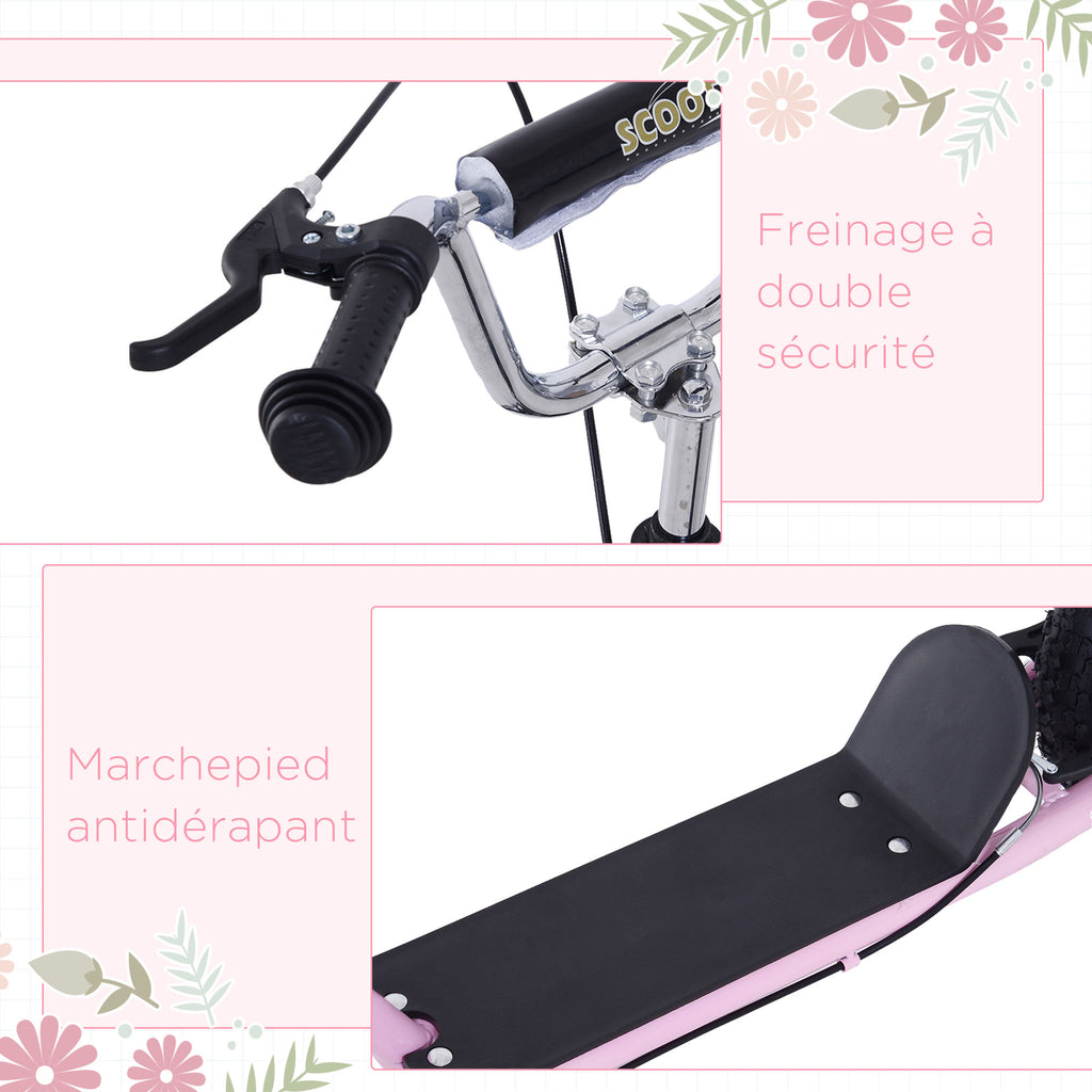 Trottinette patinette Grandes Roues pneumatiques Ø 41 cm avec pegs Rose-5