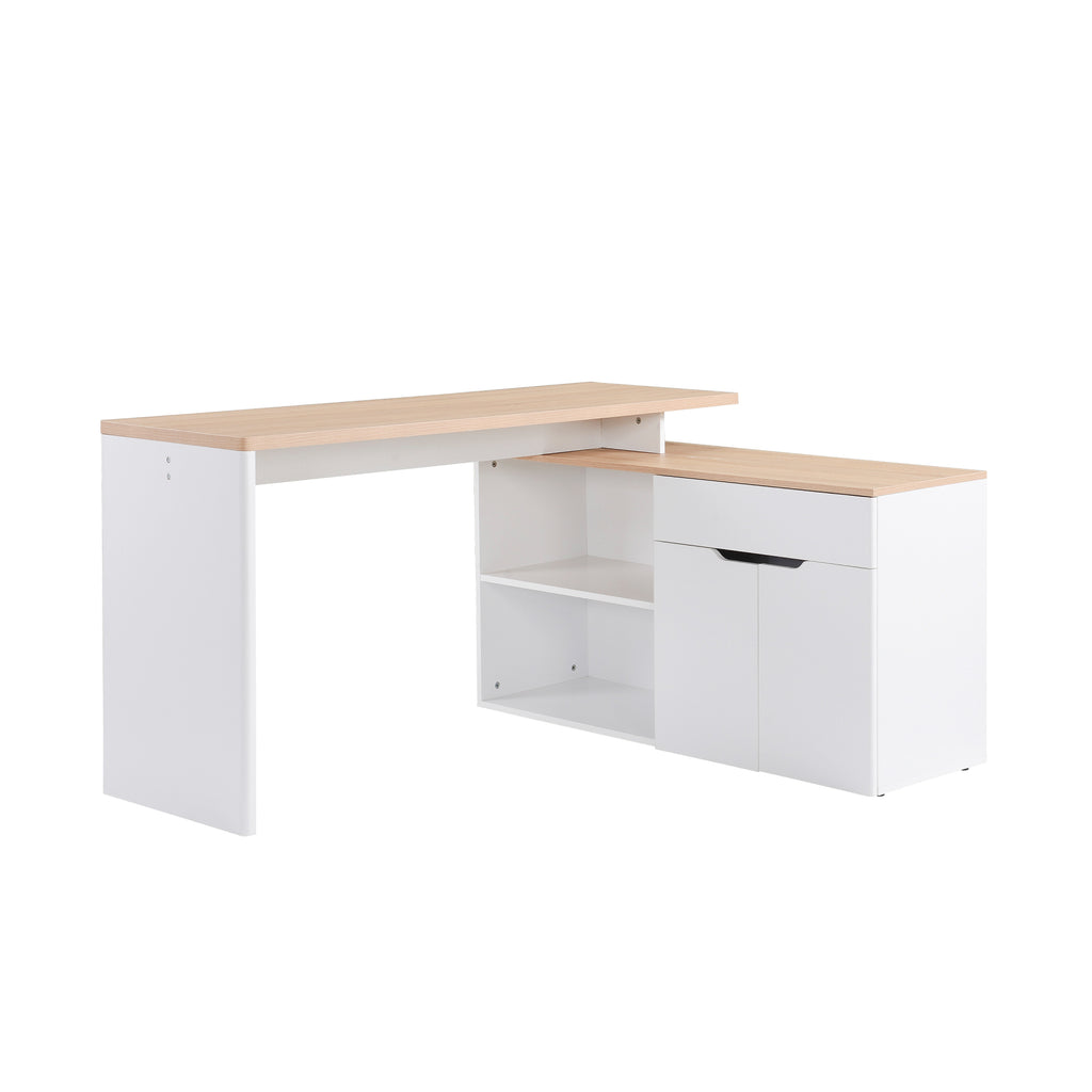 Bureau informatique multimédia modulable multi-rangements double niche + tiroir et placard en bois-0