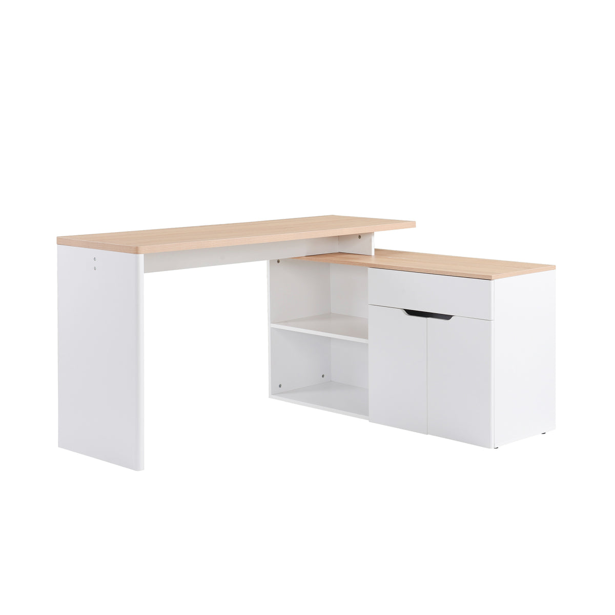 Bureau informatique multimédia modulable multi-rangements double niche + tiroir et placard en bois-0