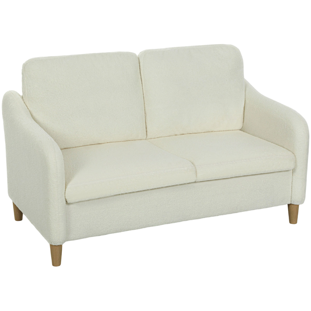 Canapé 2 places, canapé de salon en tissu bouclette avec coussins inclus, assise rembourrée, 137 x 69 x 82 cm, crème-0