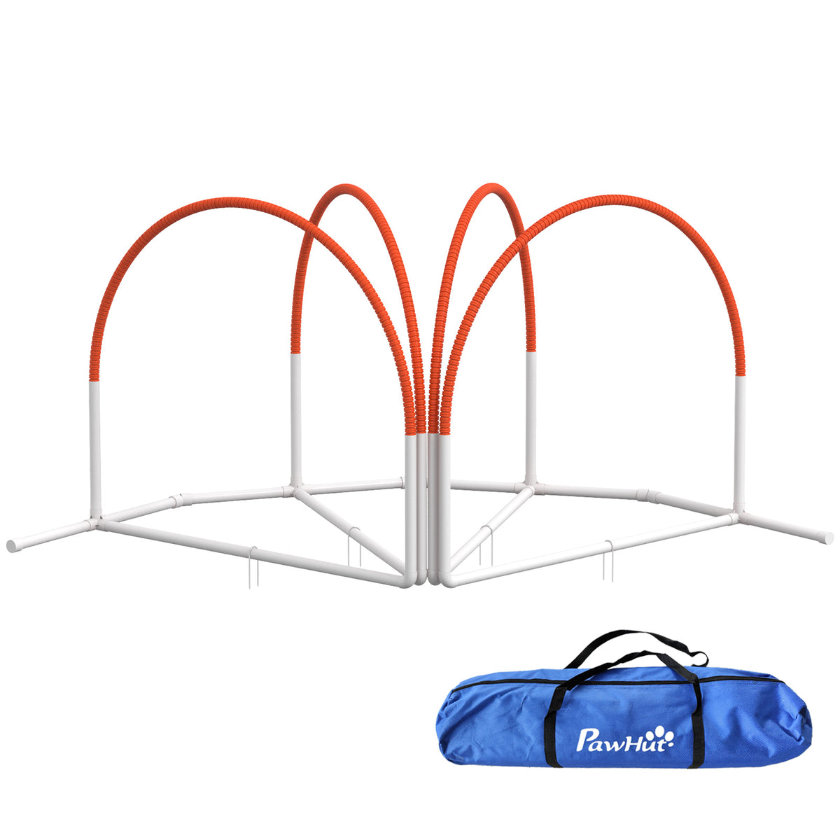 Lot de 4 pièces d'équipement agility- hooper agility - arceaux entrainement pour chien, obstacle avec sac de transport-0