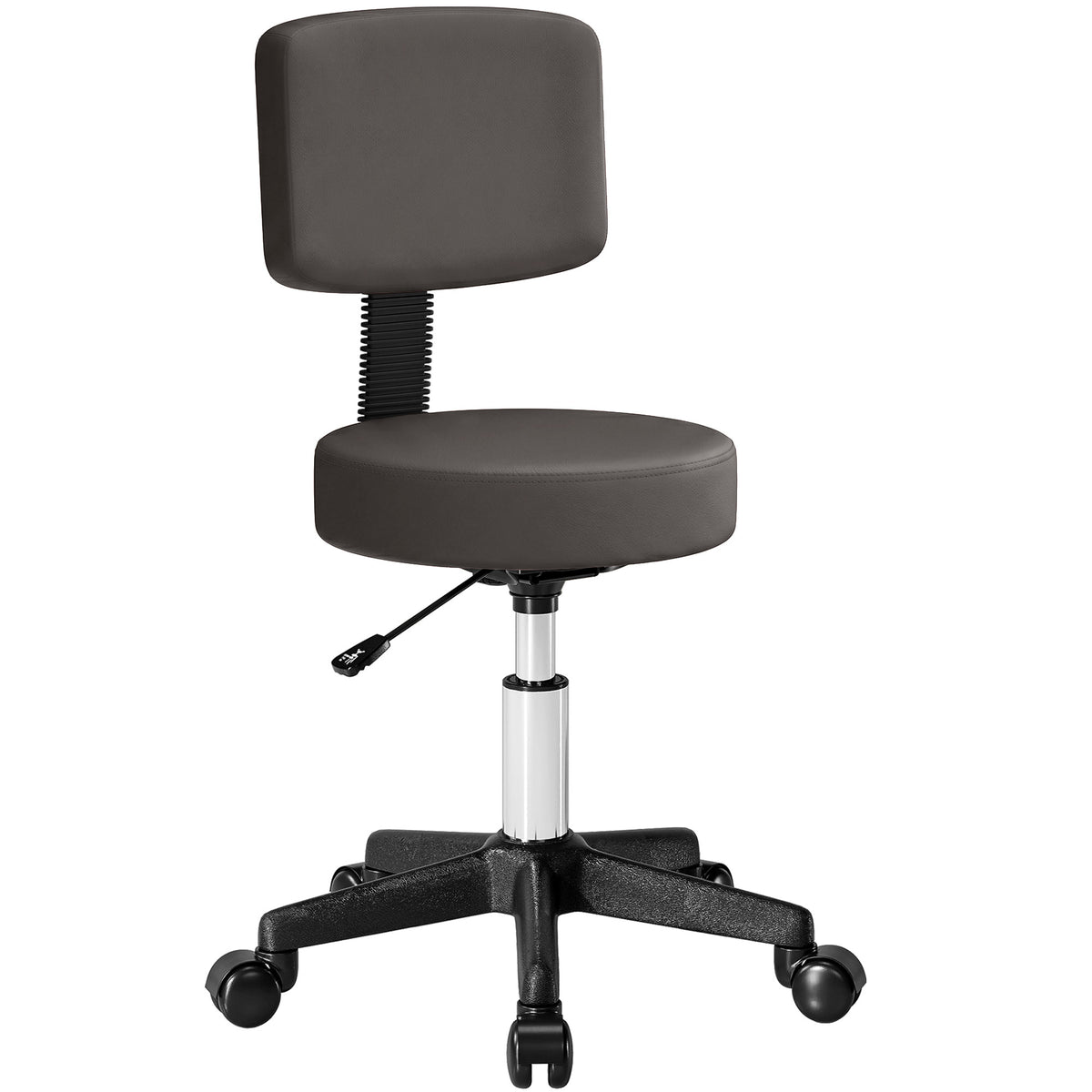 Tabouret massage a roulettes reglable en hauteur pivotant avec dossier ergonomique gris-0