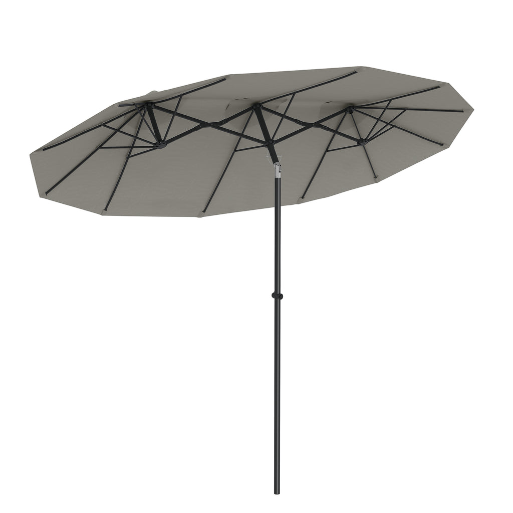 Parasol de Jardin Exterieur Inclinable 3 x 1,5 m, Parasol Double Rectangulaire avec Manivelle, Polyester 180 g/m², Gris-0