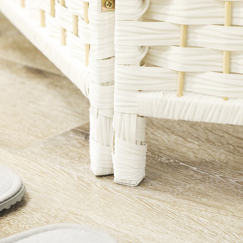Paravent intérieur en bois 4 panneaux séparateur de pièce pliable pour salon chambre 180 x 180 cm blanc-8