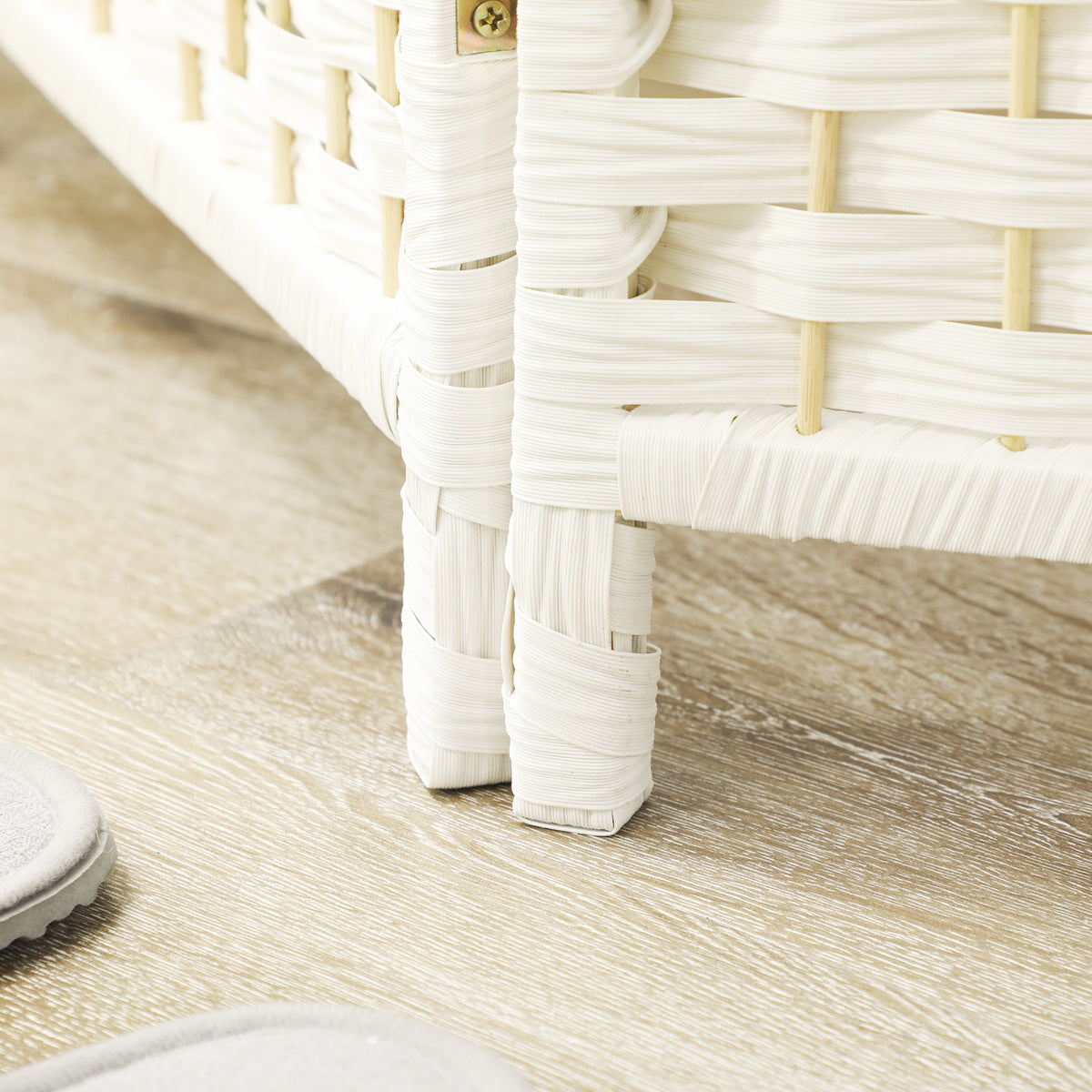 Paravent intérieur en bois 4 panneaux séparateur de pièce pliable pour salon chambre 180 x 180 cm blanc-8