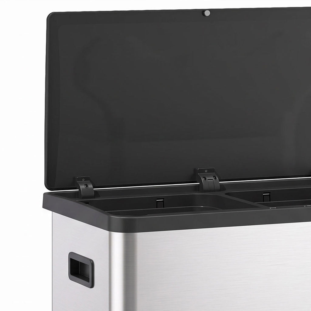 Poubelle de Cuisine Automatique 60 L, Poubelle à Double Compartiment, Capteur de Mouvement, Seaux Amovibles, Argent-9
